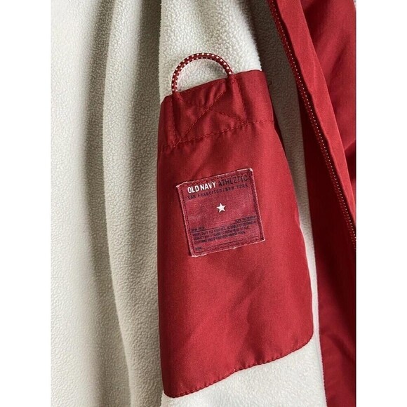 Old Navy Jacket Womens Large Red Lined Hooded  Full Zip Coat - Picture 4 of 12